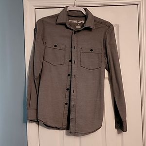 Black and Grey Woven Button Up